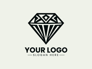 Minimalist Diamond Outline Vector Illustration, Simple Black Diamond Silhouette Vector Logo