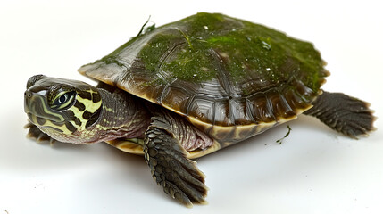 Obraz premium A small turtle is laying on its back