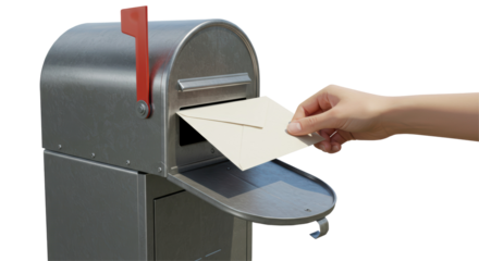 Isolated Hand Placing Letter in Mailbox