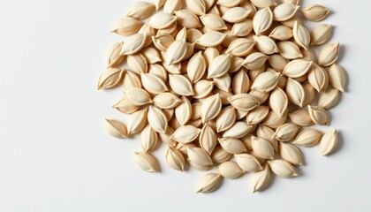 Obraz premium Harvesting pumpkin seeds kitchen food photography minimalist environment overhead view culinary inspiration