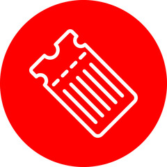 Parade Ticket Vector Line White Circle Red Icon Design