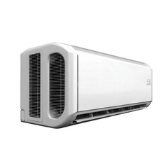 a modern wall-mounted air conditioning unit. designed for efficient cooling and climate control in indoor spaces its sleek. minimalist design features a front grille for air intake and a smooth exteri