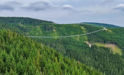 Panoramic view of the Sky Bridge 721, one of the  longest suspension footbridge in the world.