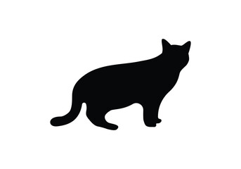 Set of cats silhouette in different poses. Hand drawn black cats isolated on white background. Vector illustration. best logo designs.