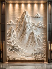 Intricate Mountain Landscape Wall Sculpture
