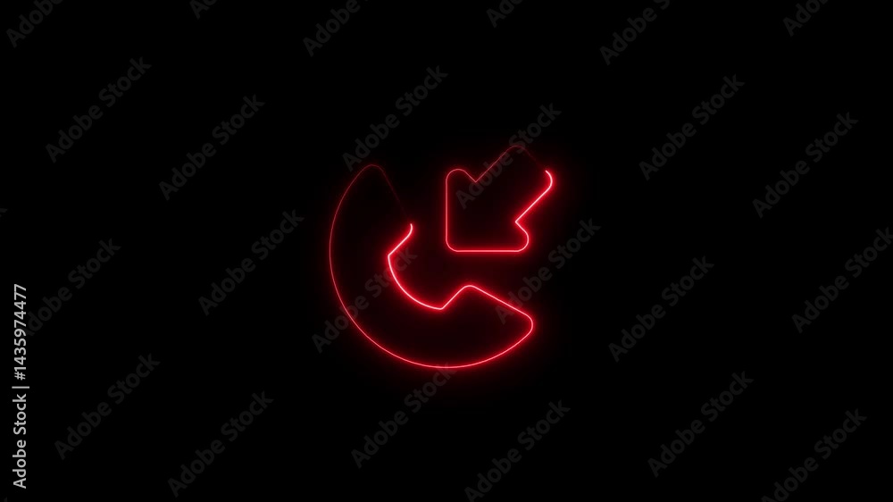 Poster neon red missed call icon animation on dark background design element