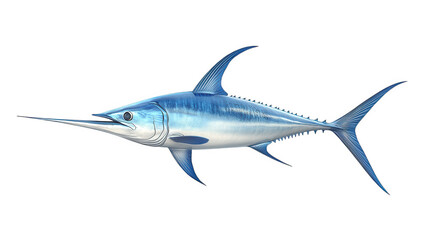 Obraz premium a realistic illustration of a swordfish. showcasing its streamlined body. elongated bill. and prominent dorsal fins the vibrant blue and silver coloration highlights its aquatic nature. making it suit