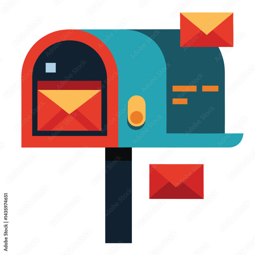 Poster mailbox inbox and outbox icons on white background