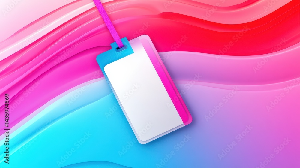 Aufkleber colorful abstract background with a blank label and dynamic wave patterns in vibrant hues