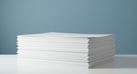 Stack of Blank White Paper Sheets on Table