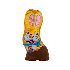 Chocolate easter bunny, easter decoration. The isolation is on a transparent background in the PNG format.