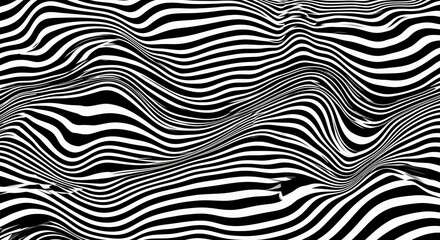 Abstract Black and White Wavy Stripes Pattern Seamless Texture for Design