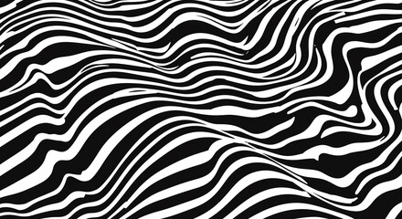 Abstract Black and White Wavy Stripes Pattern Seamless Texture for Design