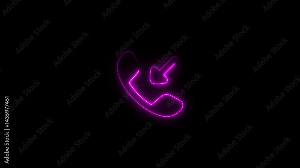Aufkleber animated neon hotline symbol with incoming call indicator on black background