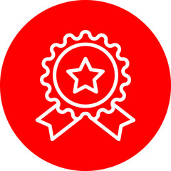 Shining Achievements Vector Line White Circle Red Icon Design