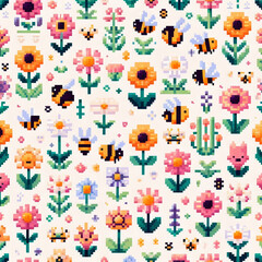 Designs of "8-Bit Flowers in Pixel Garden – Retro Game Style"