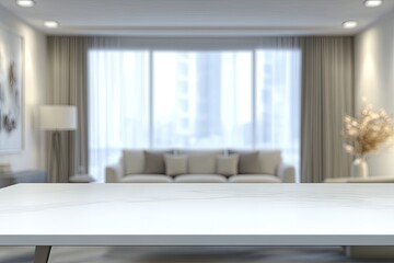 Fototapeta premium Modern home interior, white marble table