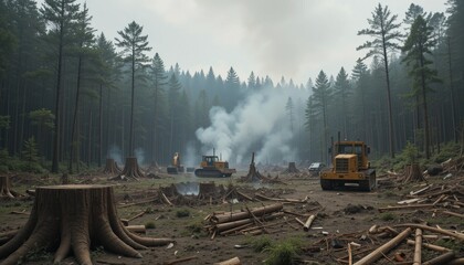 deforestation with heavy equipment