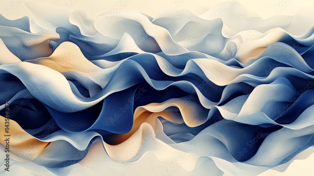 Poster abstract design with flowing, dynamic fabric textures.