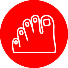 Toenails Vector Line White Circle Red Icon Design