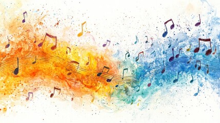 Obraz premium Abstract Watercolor Music Notes Background