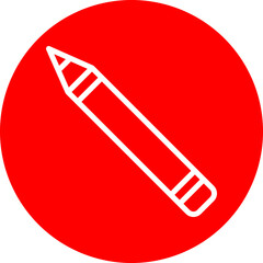Pencil Vector Line White Circle Red
