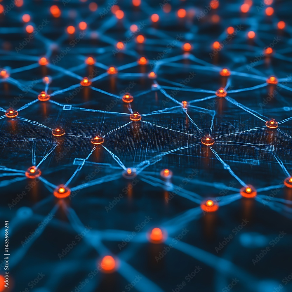 Aufkleber complex network of interconnected nodes