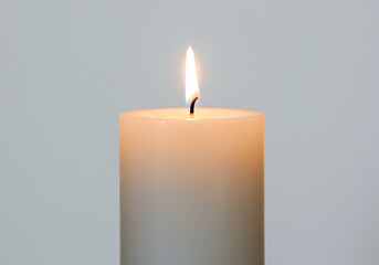 Single Burning Candle: Light, Flame, Peace, Serenity