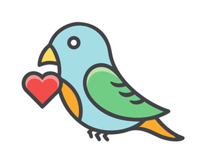 blue bird with heart