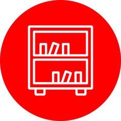 Bookshelf Vector Line White Circle Red