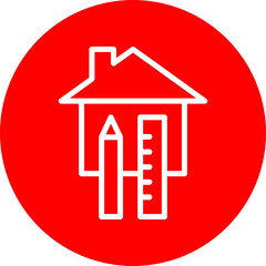 House Model Vector Line White Circle Red
