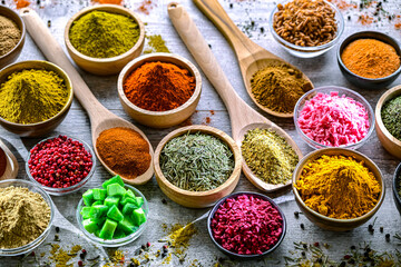 Composition with assortment of spices and herbs