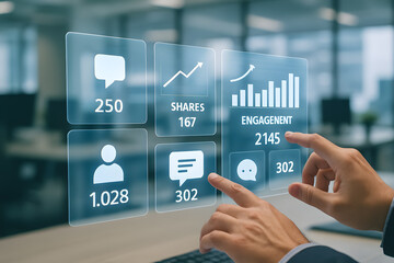 Analyzing social media engagement metrics and data analytics for business growth and marketing strategy