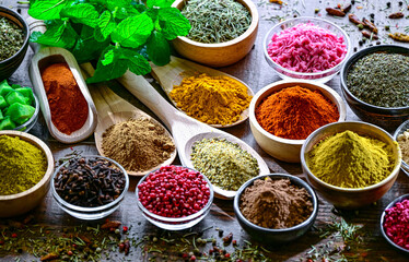 Composition with assortment of spices and herbs