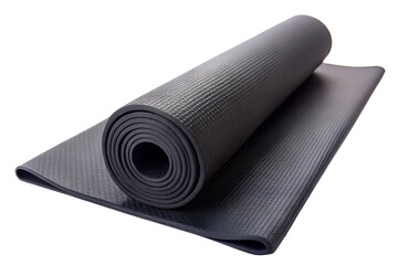 Black Yoga Mat Isolated on Transparent PNG Background