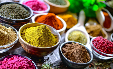 Composition with assortment of spices and herbs