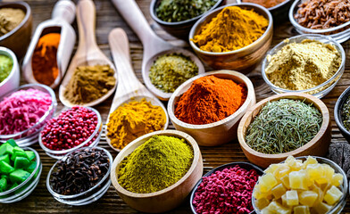 Composition with assortment of spices and herbs