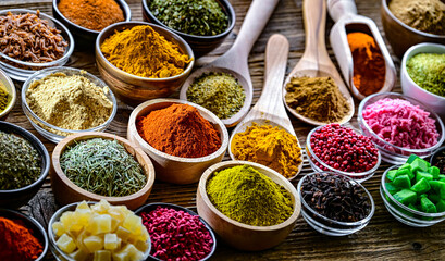 Composition with assortment of spices and herbs