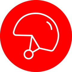 Helmet Vector Line White Circle Red