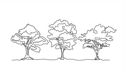 Continuous line drawing of tree on white background. Vector illustration. 	Editable stroke.	
