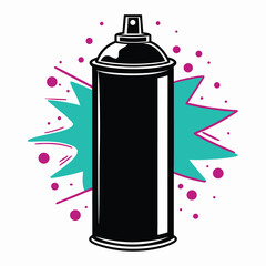 Black and White Spray Paint Can with Urban Splat Silhouette