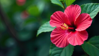 Bold hibiscus flowers, vibrant tropical foliage , pink, floral background, texture