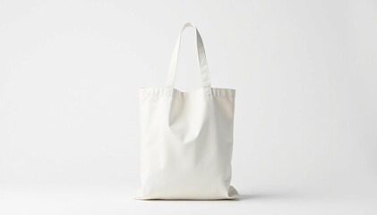 Single white cotton tote bag, isolated on white background , shopping, blank