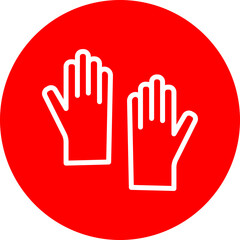 Gloves (Medical) Vector Line White Circle Red