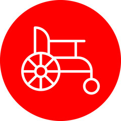 Wheelchair Vector Line White Circle Red