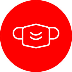 Face Mask Vector Line White Circle Red