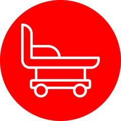 Hospital Bed Vector Line White Circle Red