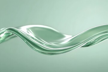 Serene flowing liquid, pastel green, smooth curves, translucent, elegant, liquid motion