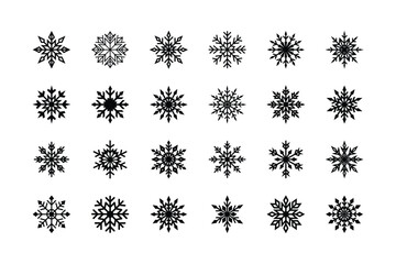 Snowflake vector slhouette set