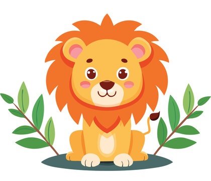 lion cute animal vector for book and template